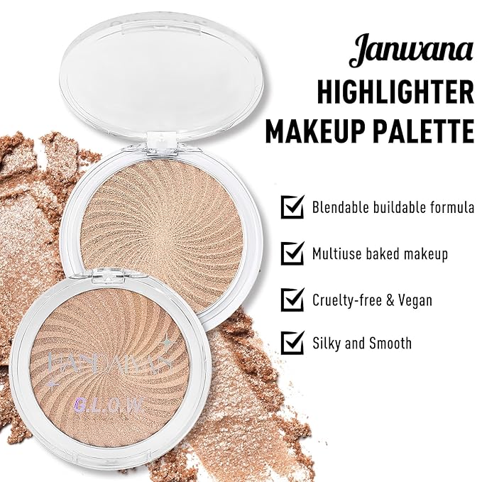 Highlighter Makeup Palette Shimmer Glitter Face Body Illuminator Highlighter Makeup Kit Long Lasting Highly Pigmented Highlighters Makeup Palette #3 Sunflower Gold