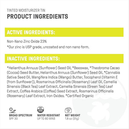 Raw Element Ultra-Moisturizing Tinted Face Cream, Non Toxic Mineral Face Sunscreen, Daily Tinted Moisturizer, Non-Nano Zinc Oxide, Reef Friendly, All Ages, SPF 30, 1.8 oz, Lava, Pack of 1