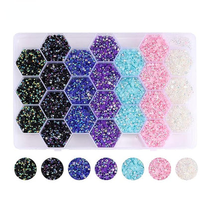 24pc Jelly AB Crystals Resin Nail Beauty DIY Jewelry Accessories Rainbow AB Resin Flatback Rhinestones Kit, Mixed Color Round Shape for Nail Crafts Tumbler (C-3mm)
