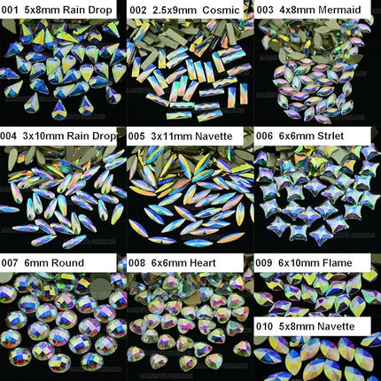 Massive Beads Mixed Flat Back Crystal Rhinestones Gems for 3D Nail Art Phone DIY (10Shapes, MIX SHAPE 2)
