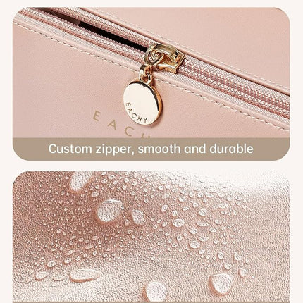 EACHY Travel Makeup Bag,Large Capacity Cosmetic Bags for Women,Waterproof Portable Pouch Open Flat Toiletry Bag Pattern Makeup Bag