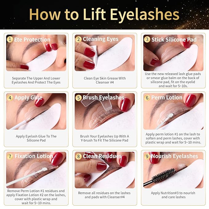 Lash Lift Kit - Plant Extract Eyelash Lift Kit, Professional Salon Grade Perm & Fixation Lotion, Harmless and Long-Lasting Precise Press Bottle Eyelash Perm Kit(Each lotion for 5ml) by DONG RHYME