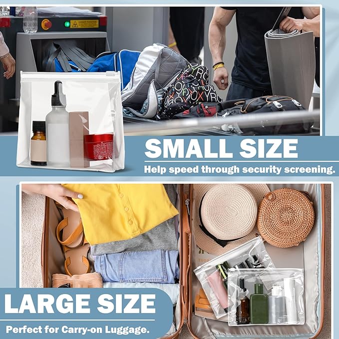 Xuniea 100 Pcs Mini Clear Makeup Bag PVC Small Travel Toiletry Organizer Pouches Bulk Waterproof Transparent Plastic Cosmetic Bag with Zipper for Women Men Travel (11'',9.8'',7.9'',5.9'')