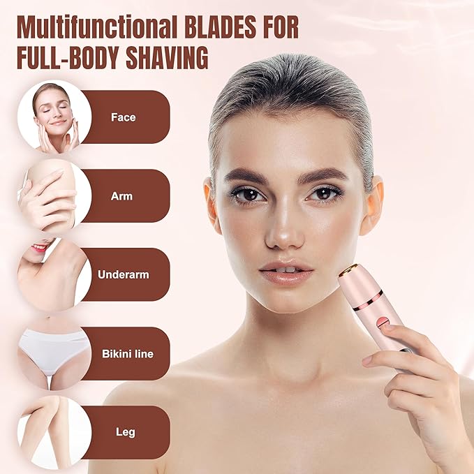 Karrte 2-in-1 Women Electric Shaver Dual Head Bikini Trimmer, Razors for Shaving Pubic Hair, Wet and Dry Cordless Painless Hair Removal for Private Area Pink