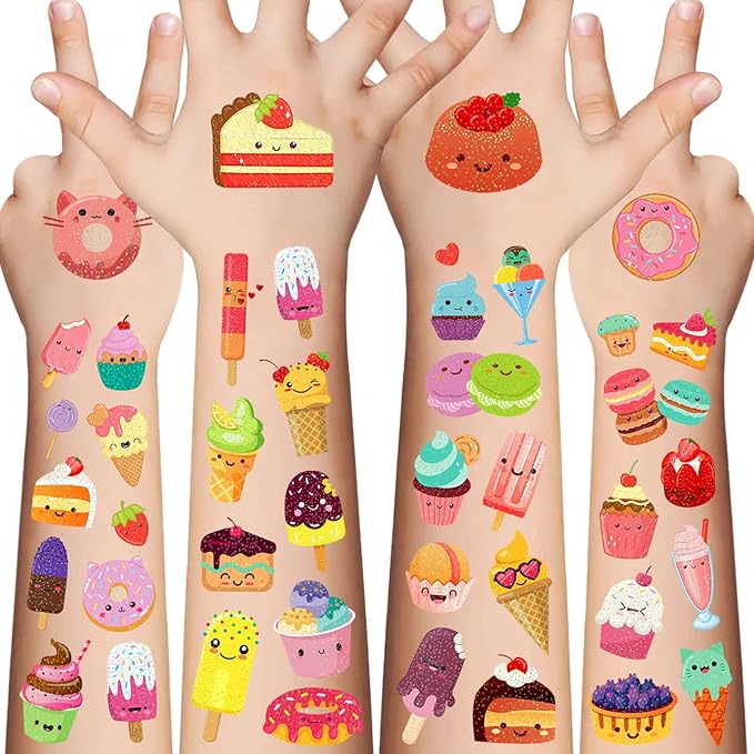 Cakes Temporary Tattoos for Kids - 146 Pieces Glitter styles Face makeup Tattoo for Girls and Boys,Birthday Party Tattoos Stickers Supplies,Holiday Party Gifts Underwater Arts and Crafts 10 Sheet