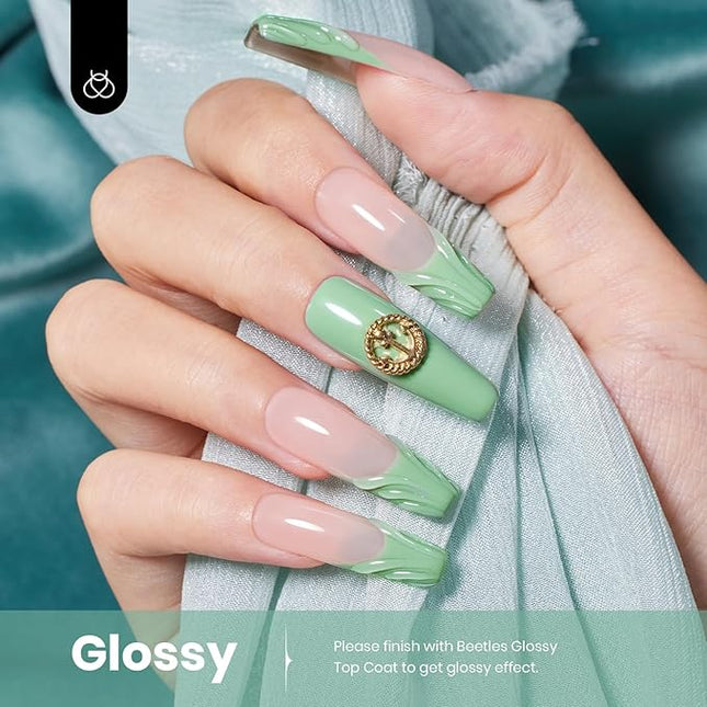 Beetles Sage Green Gel Polish - Misty Sage 15ML/0.51Fl Oz, Green Gel Nail Polish, Soak Off UV LED Lamp Pastel Nails Art, Long-Lasting Manicure Salon DIY Home Spring Nails - Gifts for Her