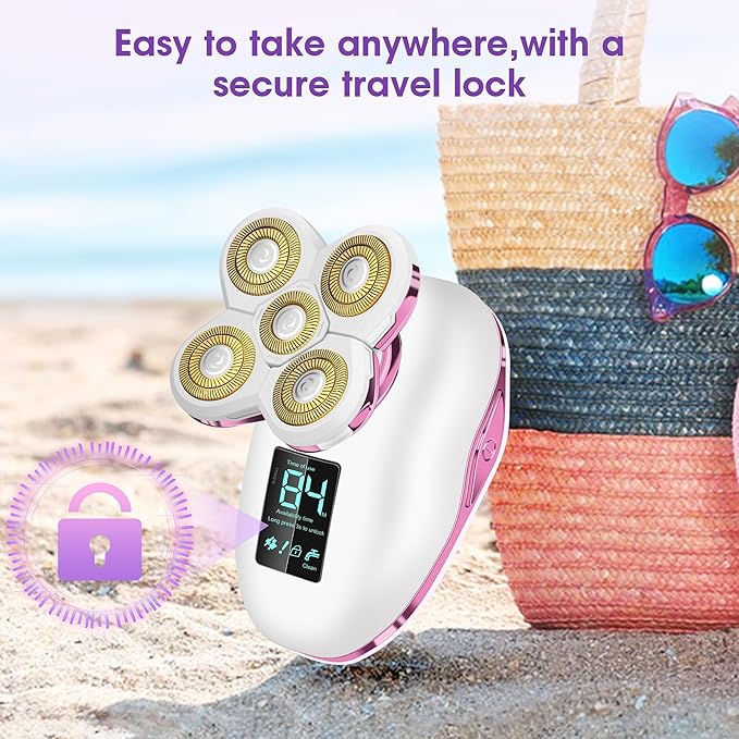 Electric Razors for Women Legs：5D Magnetic Detachable Head Flawless Razor-IPX7 Waterproof Wet Dry Cordless Trimmer-USB Rechargeable Travel Kit