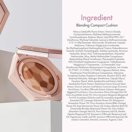 Blending Cushion 4-in-1 Korean Cushion Foundation with Italian Caviar, Collagen & Hyaluronic Acid - 12HR Long Lasting, Hydrating & Age-Defying Makeup Concealer 0.44 oz (#21 Light Beige)