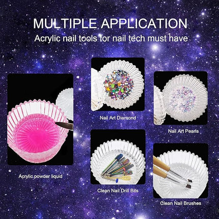 Monomer Dish, CORFULRA Dappen Dish for Acrylic Powder, Large Nail Cup for Nail Monomer Liquid, Glass Cup for Acrylic Nail Brush, Acetone Nail Polish Remover Holder. Rainbow