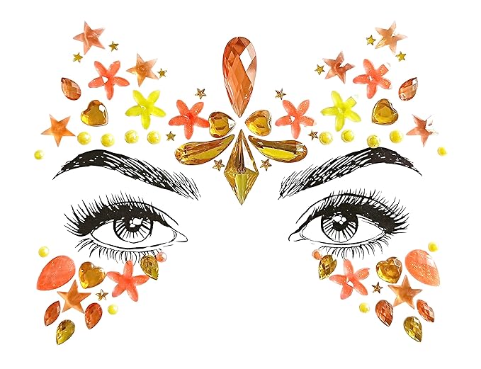 8 Pcs Gemstone Face Stickers for Music Festival Holiday Party, Rhinestone Face Jewels for Halloween Christmas, Face Gems Glitter Sticker Temporary Tattoo for Birthday Carnival