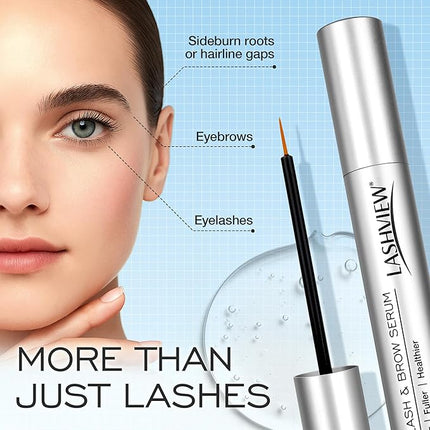 LASHVIEW Advanced Lash Growth Serum for Thicker, Longer Eyelashes and Eyebrows, Vital Castor Oil, Grow Lashes with Brow Enhancer (5mL)