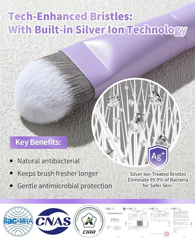 Foundation Brush, EIGSHOW Pro Slanted Foundation Brushes with Silver Ion Bristle - Kabuki Brush for Powder Liquid Cream Buffing Blending (F625P)