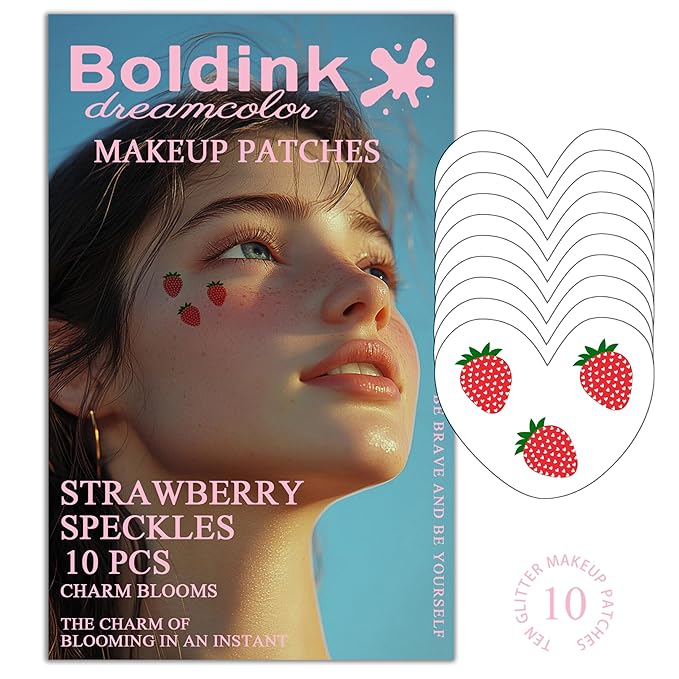 10pcs Face Makeup Patches,Strawberry Speckles, Beauty Face Makeup,Waterproof Strawberry Patches,Temporary Facial Strawberry Tattoo For Women.