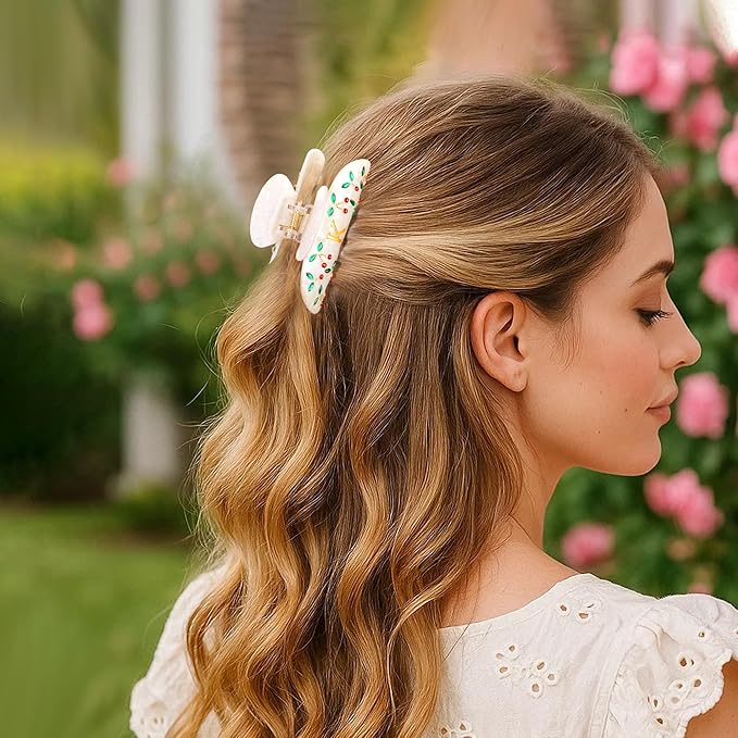 Birthday Gifts for Women - Cute Cherry Letter Hair Clips, Fashion Glitter Claw Clips Elegant And Durable Hair Accessory, Letter C