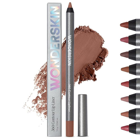 Wonderskin Lip Liner Pencil - 360 Contour Lipliner, Long Lasting, Sharpenable Lip Pencil, Waterproof and Transfer-Proof Nude Lip Liner (Walnut)