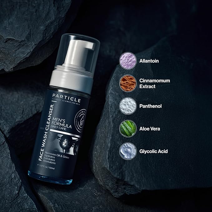 Particle Mens Face Wash - Anti Aging Face Cleanser for Men (5.07 Oz) - Daily Moisturizing Face Wash for Men - Revitalizes, Hydrates & Soothes, All Skin Types & All Ages