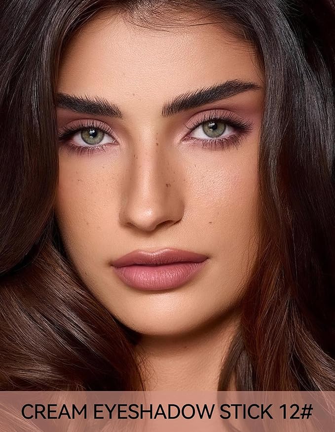 Erinde Waterproof Cream Eyeshadow Stick, Matte Nude Eye Shadow Sticks, Longwear Blendable High Pigmented, Neutral Eye Shadow Sticks Matte for Older Eyes, Smokey Eyeshadow Pencil Crayon, 12 Warm Brown