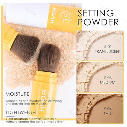 KYDA Mineral Sunscreen Setting Powder for Face & Scalp, SPF 35 Mineral Scalp Sunscreen, Lasting Oil Control Matte Loose Powder, Lightweight Breathable for All Skin Type, Medium
