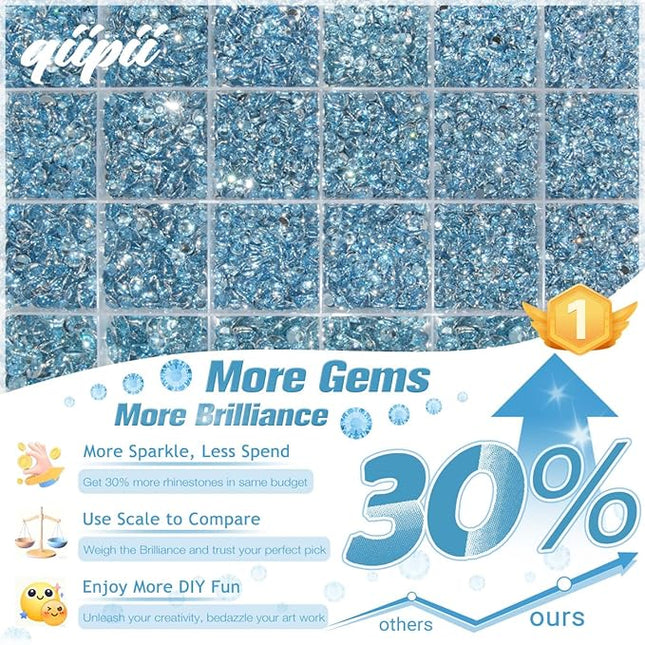 qiipii Light Blue Resin Rhinestones w B7000 Glue for Bedazzling Crafting 2mm-6mm Sky Blue Flatback Stones Diamonds Crystals Gems Bedazzler Kit for Nails Face Eyes Makeup Tumbler Bottles Crafts Shoes