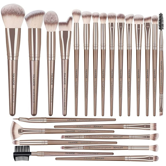 MAANGE Makeup Brush Set 23 Pcs Makeup Brushes Premium Synthetic Make up brushes Professional Face Powder Blush Pointed Eyeshadow Blending Brush Gifts for Women/Girls(Champagne)