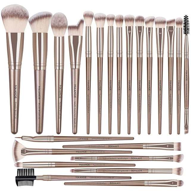 MAANGE Makeup Brush Set 23 Pcs Makeup Brushes Premium Synthetic Make up brushes Professional Face Powder Blush Pointed Eyeshadow Blending Brush Gifts for Women/Girls(Champagne)
