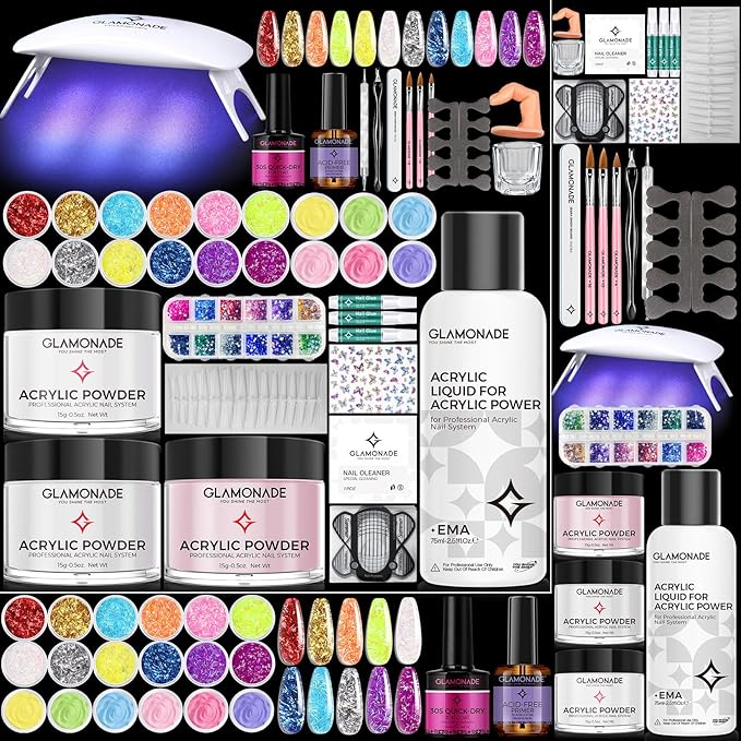 Acrylic Nail Kit for Beginners: Professional Nail Kit Set with Everything UV Light and Complete Nail Supplies Salon