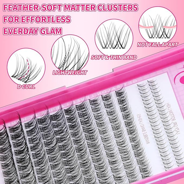 Venus Lash Clusters+Bottom Lash Clusters 5-6mm Bottom Lashes Cluster Lashes Individual Lashes DIY Clusters Eyelash Extensions Natural Look False Eyelashes Thin Invisible Lash Band(Venus,8-16mm)