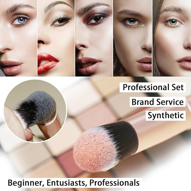 ZOREYA Makeup Brush Set - 15 Pcs Premium Synthetic Foundation Concealers Eye Shadows Make Up Brush,Eyeliner Brushes(RoseGold)