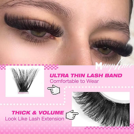 Lash Clusters 14-20MM Long Eyelash Extensions Mega Volume Lash Extensions DIY at Home Thick Cluster Lashes Easy Application Soft D-Curly Individual Lashes (192 Pcs, 120D+150D)