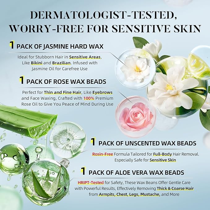 LANSLEYWAX Digital Waxing Kit for Women Men - Water Blue Waxing Machine with 39 Accessories - Hard Wax Kit for Arm Leg Brazilian Bikini Face Sensitive Skin, Wax Warmer Hair Removal for Home/Salon Use