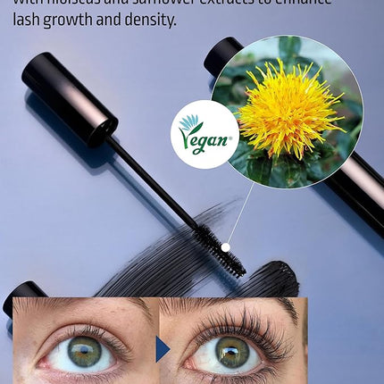 HEVVYMAKEUP Define Eyes Mascara Black Long & Lash - Lash Extension Lengthening, Defining - Feathery Soft, No Smudging, No Clumping - Korean Eye Makeup, 0.30 fl.oz.