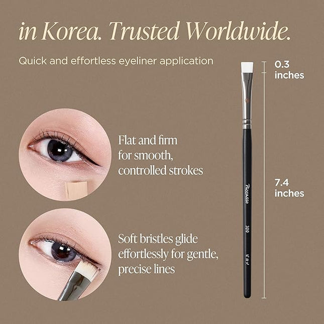 Piccasso 300 Eyeliner and Concealer Brush – Dual-Use Angled Brush for Gel Eyeliner and Spot Concealing, Soft and Precise Eye Makeup Brush for Tightlining and Coverage, Korean Professional Makeup Tool
