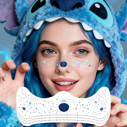 Freckles Face Tattoo - Cute Glitter Temporary Tattoos for Halloween Makeup, Stitches Costume, Classroom Prizes & Christmas Rewards | Waterproof Fake Freckle Stickers for Women & Girls (8 Sheets)