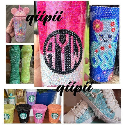 qiipii 3000PCS 5mm Teal Blue AB Resin Rhinestones for Crafting SS20 Turquoise Blue AB Flatback Jelly Stones Gems Bulk Non-Hotfix Diamonds Charms for Nails Face Eyes Makeup Tumblers Bottles DIY Crafts