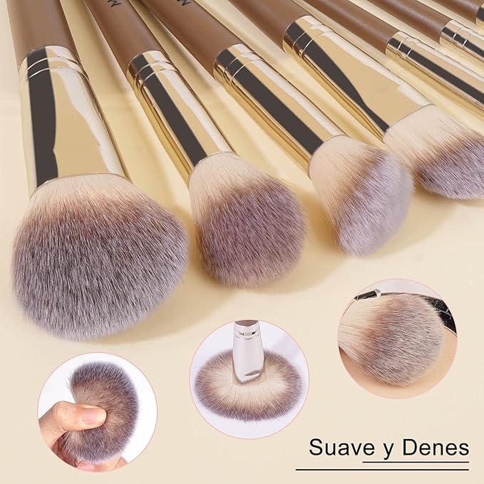 Make Up Brushes, MAANGE 18 Pcs Premium Synthetic Makeup Brushes Set Soft Foundation Powder Eyeliner Eye Shadow Makeup Brushes Professional (Champagne)