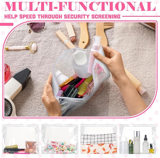 Xuniea 100 Pcs Mini Clear Makeup Bag PVC Small Travel Toiletry Organizer Pouches Bulk Waterproof Transparent Plastic Cosmetic Bag with Zipper for Women Men Travel(8.6'')