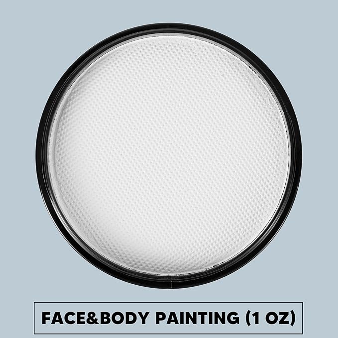 Spooktacular Creations Halloween Makeup Face Body Paint Waterproof Foundation Cream Cake Tub, Halloween Party Cosplay Clown Sfx Costume and Dress Up Makeup for Adult(1 Oz, White)