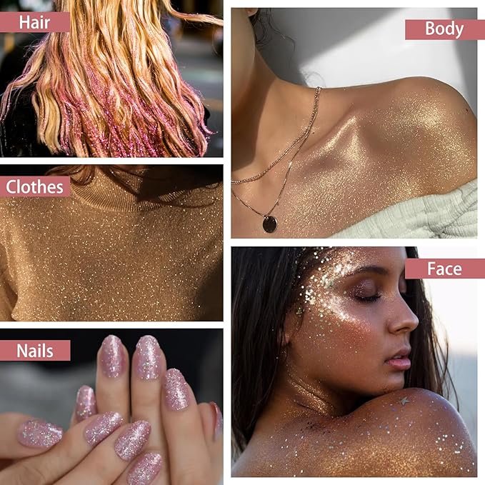 Etercycle Body Glitter Spray, Silver Hair Glitter Extra Fine Face Shimmer Powder, Long-Lasting and Quick-Drying Body Glitter Sparkly Glitter Gifts for Rave Clothes Nail Art Easter Halloween Crafts