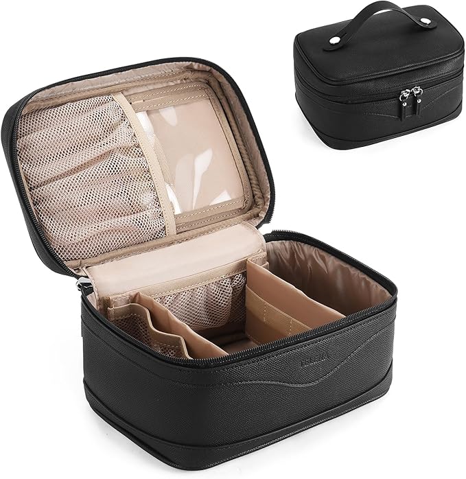 Telena Large Makeup Bag, Travel Toiletry Bag for Women, Vegan Leather Makeup Organizer Case Cosmetic Bag for Travel Essentials