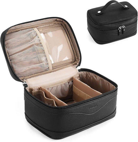 Telena Large Makeup Bag, Travel Toiletry Bag for Women, Vegan Leather Makeup Organizer Case Cosmetic Bag for Travel Essentials
