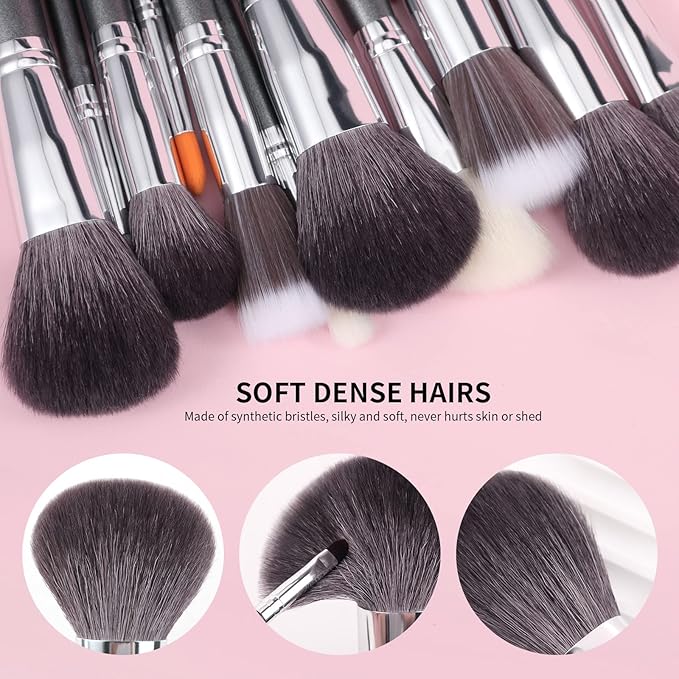 Docolor Professional Makeup Brush Set 29Pcs Makeup Brushes Valentines Day Gifts Premium Goat Synthetic Fiber Foundation Face Powder Blush Concealer Eyeshadows Make Up Brushes with PU Leather Case