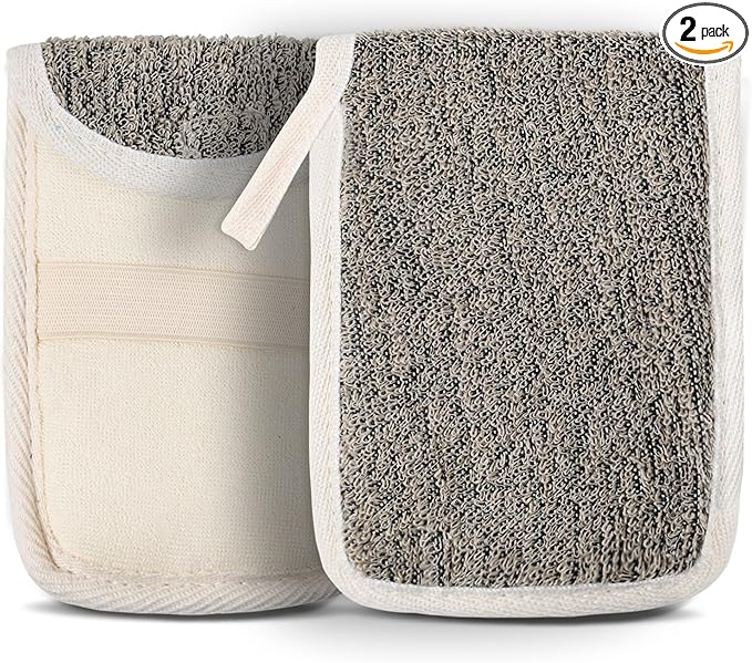 OWIIZI Bar Soap Scrubber Pouch Exfoliating Body Sponge, Bath Scrub Soap Bags for Soap Bars, Soap Saver Exfoliator Shower Pad Lather Sock for Men Women Elderly (2 Pcs)