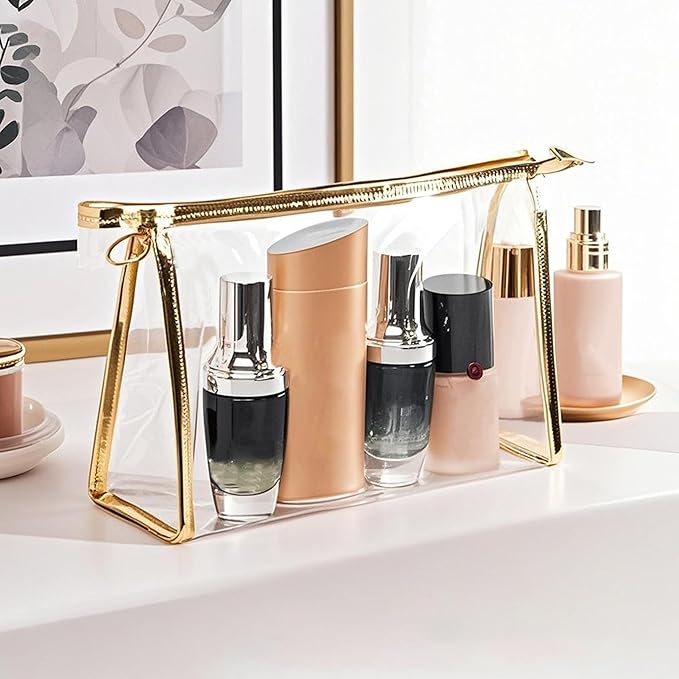 18 Pcs Portable Clear Makeup Bags with Handle, Transparent Waterproof Toiletry Bag, Travel PVC Cosmetic Bags Pouch, Pencil Cases, Stationary Organizer