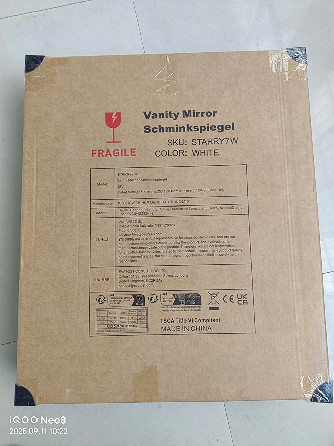 LUXFURNI Hollywood Mirror with Lights Makeup Mirror for Bedroom, Vanity Arched Mirror with 12 Dimmable Bulbs Smart Touch Control 3 Color Lighting Modes