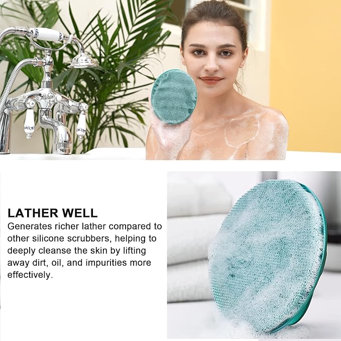 Food-Grade Soft Silicone Body Cleansing Brush Shower Scrubber, Gentle Exfoliating and Massage for All Kinds of Skin (Pack of 4)