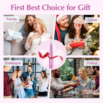 JIASHENG USB Electric Nail Drill, Portable File for Acrylic Gel Nails, Professional Manicure and Pedicure Kit With Drill Bits for Home and Salon Use, Rose Red