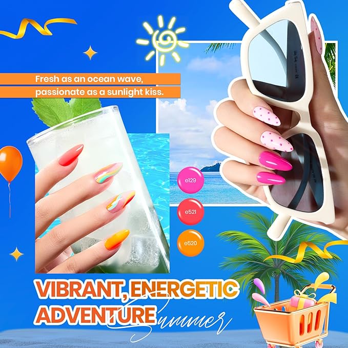 beetles Gel Polish Vivid Seasons, Fall Gel Nail Polish Set, 36 Colors Yellow Burgundy Purple Pink Jelly Shades, 45pcs with Base & Top Coat, UV LED Soak Off DIY Salon Set, Gift for Women & Girls