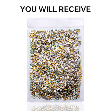 1440Pcs Dawn Light Crystal Rhinestones,Glass Flatback Rhinestones Gemstones Small for Nail Face Makeup Art Crafts Clothes Decoration -(SS8,2.4mm,Dawn Light)