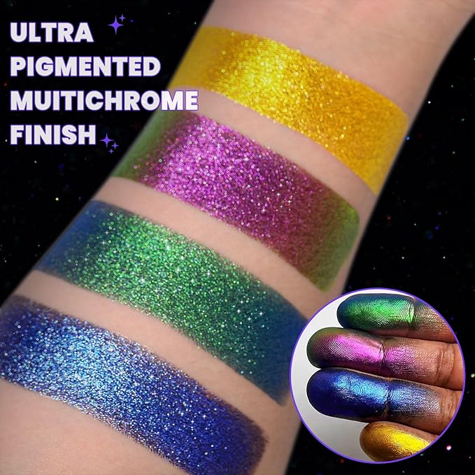 UCANBE Multichrome Chameleon Eyeshadow Makeup Palette, 4 Colors Holographic Metallic Glitter Eye Shadow Pallet, High Pigmented Creamy Duo Chrome Multidimensional Eye Make Up Kit