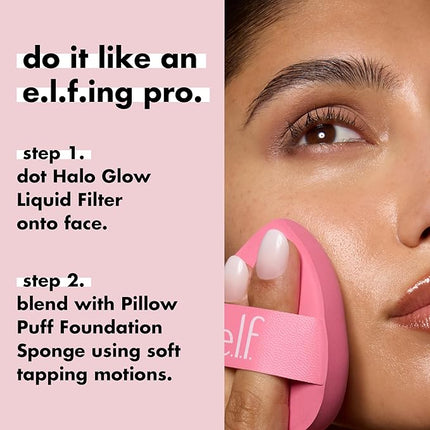 e.l.f. Pillow Puff Foundation Sponge, Bouncy, Ultra-Soft Foam Makeup Sponge For Liquid Foundation, Creates An Airbrushed Finish, Vegan & Cruelty-Free